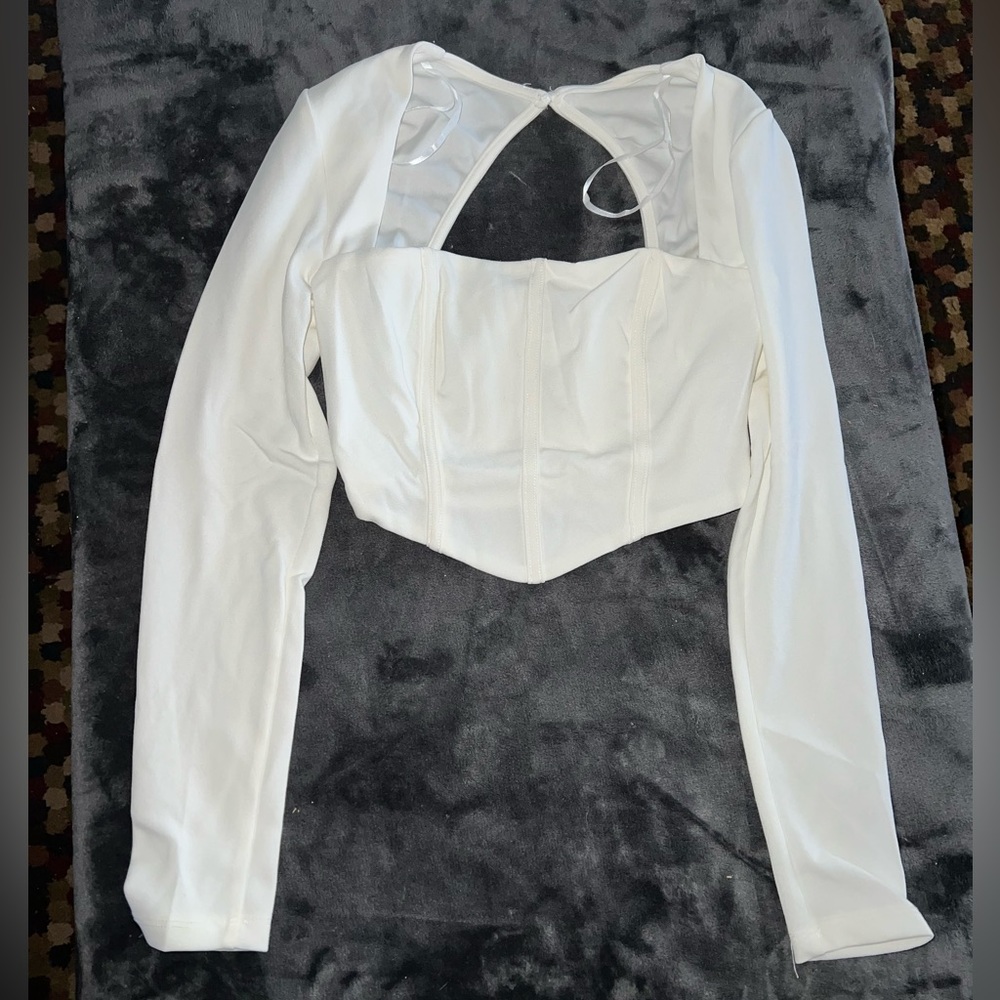 Princess Polly Loftus Long Sleeve Top in White Size 4 - Picture 6 of 11